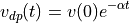 v_{dp}(t) = v(0)e^{-\alpha t}